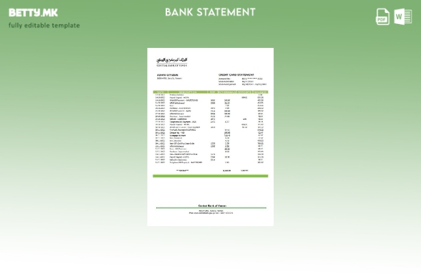 Модерен стил, шаблон за збор за извод од банкарска банка во Јемен, Централна бан